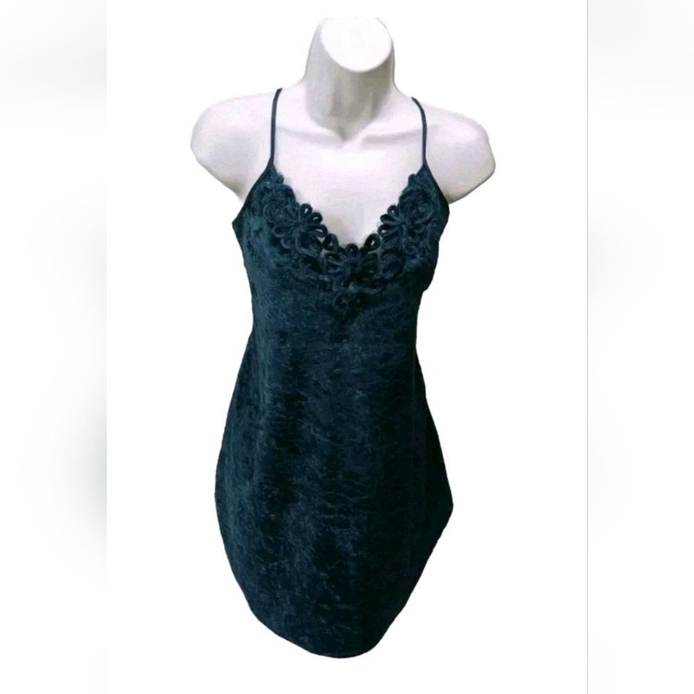 Secret Treasures Velvet Cami Mini Slip Dress Chemise S Whimsigoth 90s Y2K #180L